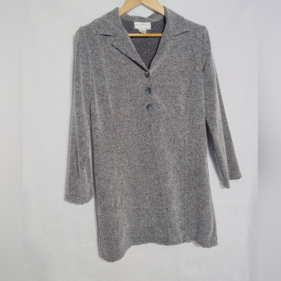 Vintage Molly Malloy Petites Gray Sz 10 Long Over shirt Tunic - Picture 2 of 8